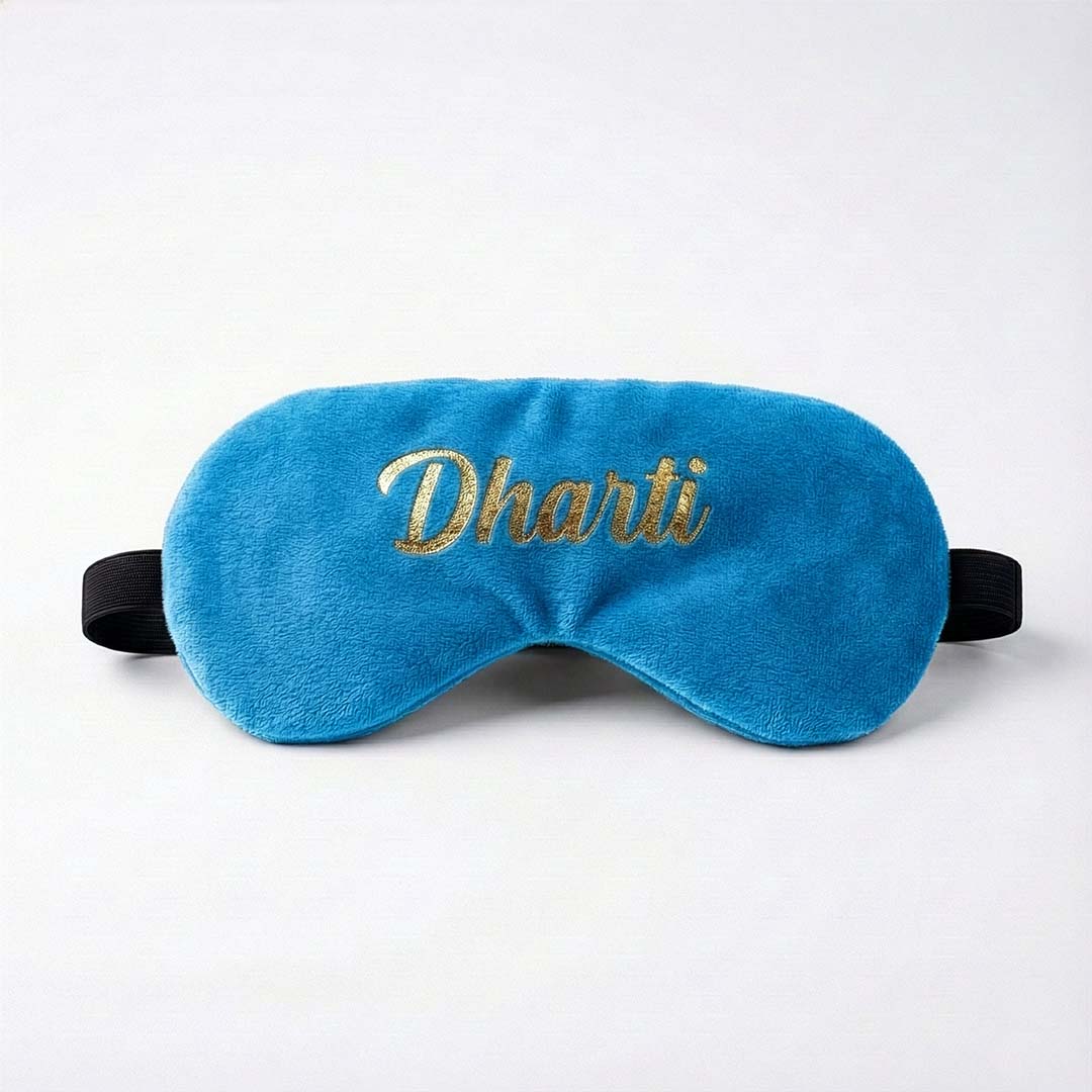 Blue travel sleep mask with &
