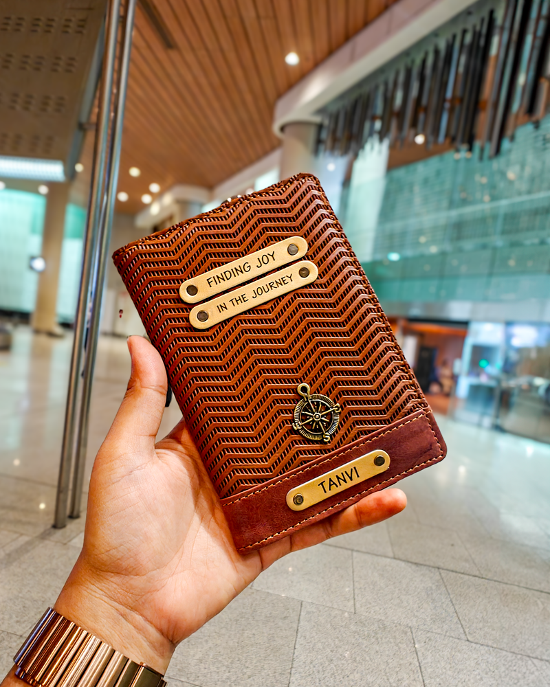 Personalized Passport Cover - Ziggy Genuine Leather Light Brown
