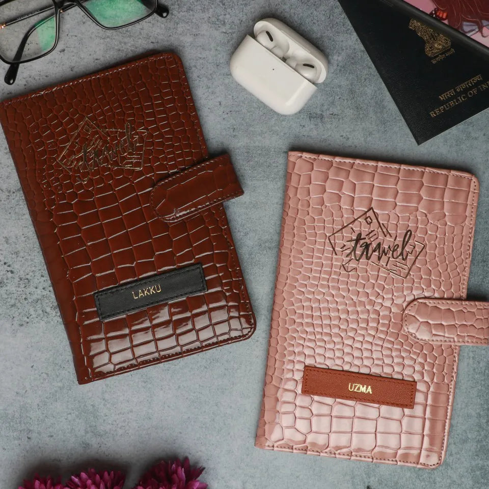 TPC Gifts |  Croc &amp; Dark Brown Croc Travel Organizer couple from TPC Gifts