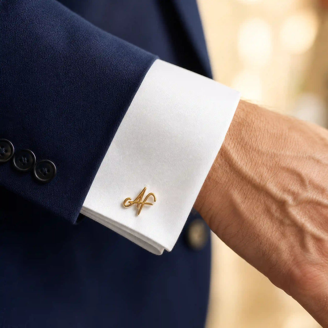 Signature Script Cufflinks Gold