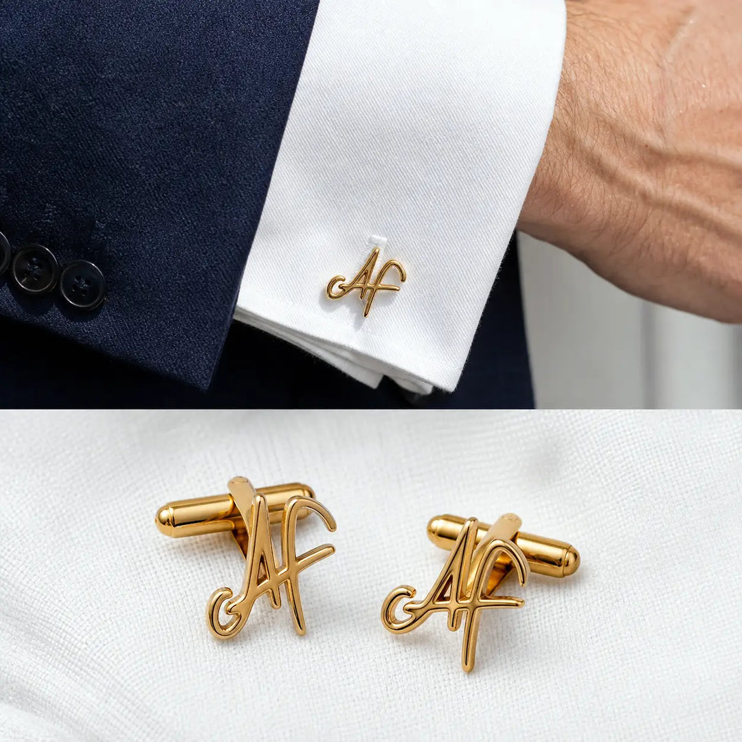 Signature Script Cufflinks Gold