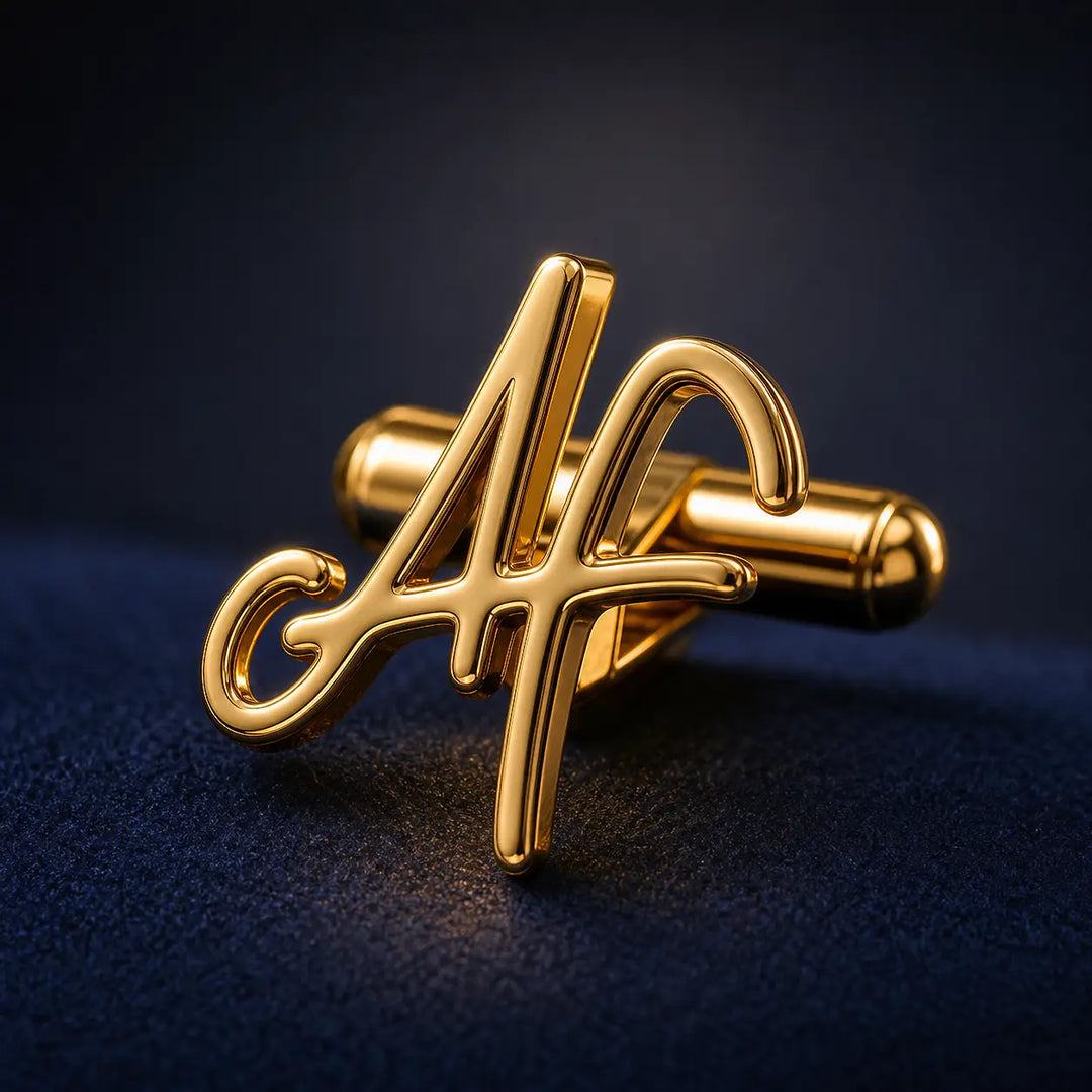Signature Script Cufflinks Gold