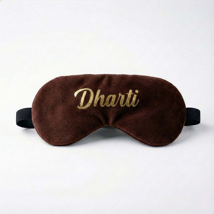 Brown travel sleep mask with &