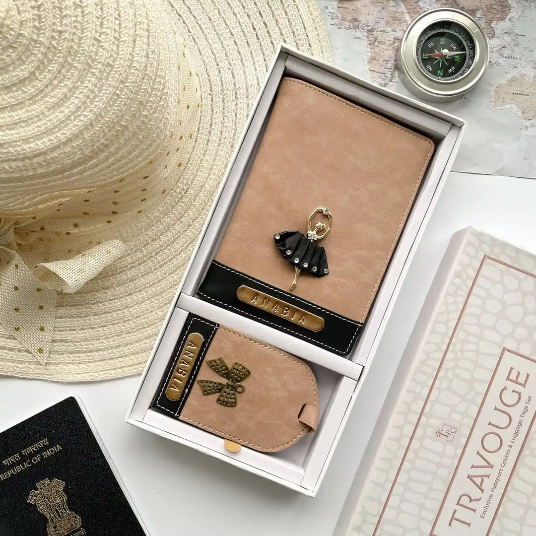 Dual Tone Passport Cover &amp; Luggage Tag Set