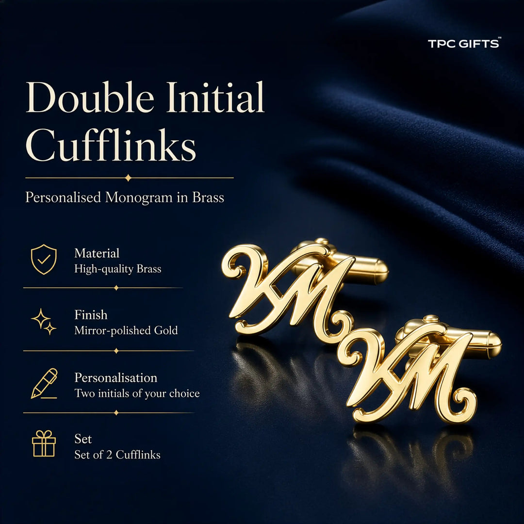 Entwined Initial Cufflinks — Personalised Two-Letter Monogram in Brass