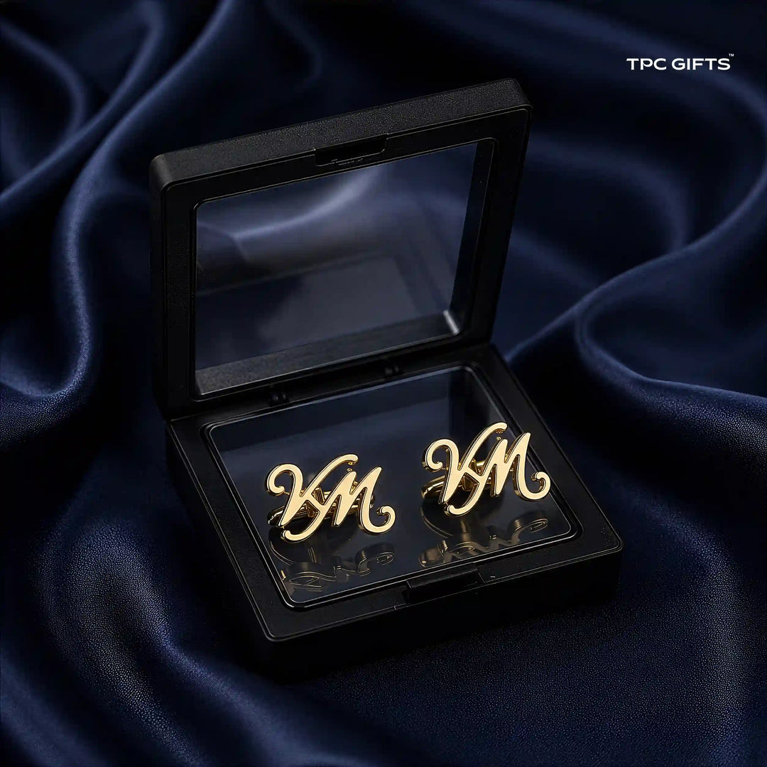 Entwined Initial Cufflinks — Personalised Two-Letter Monogram in Brass