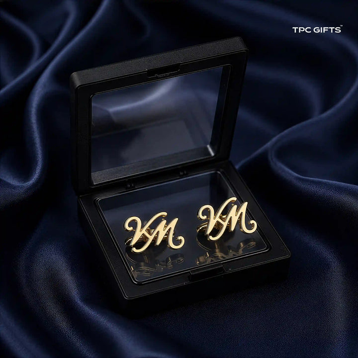 Entwined Initial Cufflinks — Personalised Two-Letter Monogram in Brass