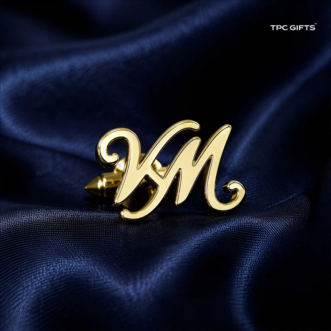 Entwined Initial Cufflinks — Personalised Two-Letter Monogram in Brass