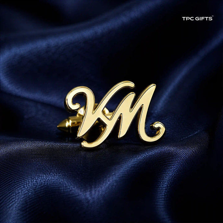 Entwined Initial Cufflinks — Personalised Two-Letter Monogram in Brass