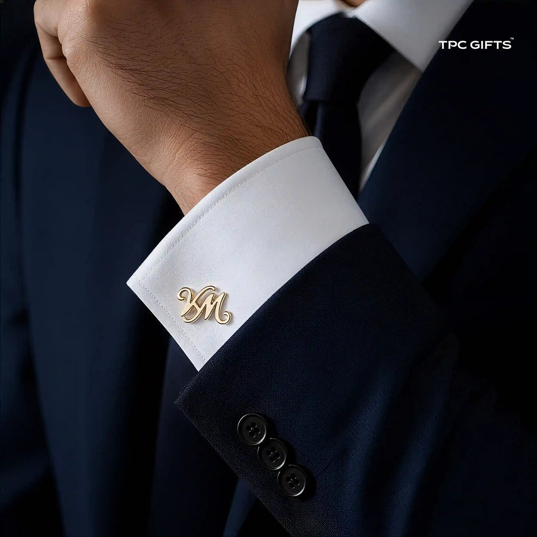 Entwined Initial Cufflinks — Personalised Two-Letter Monogram in Brass
