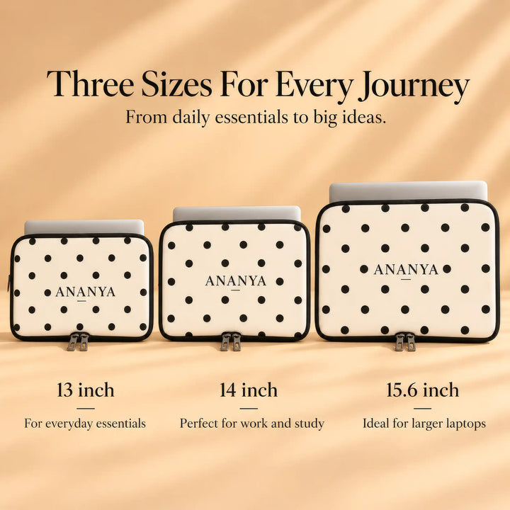 Laptop sleeve size options: 13 inch, 14 inch and 15.6 inch