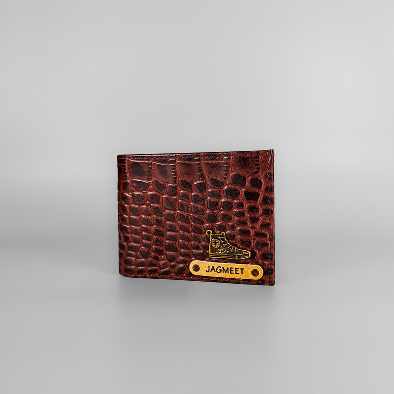 Personalized Dark Brown Gator Texture Leather Men&