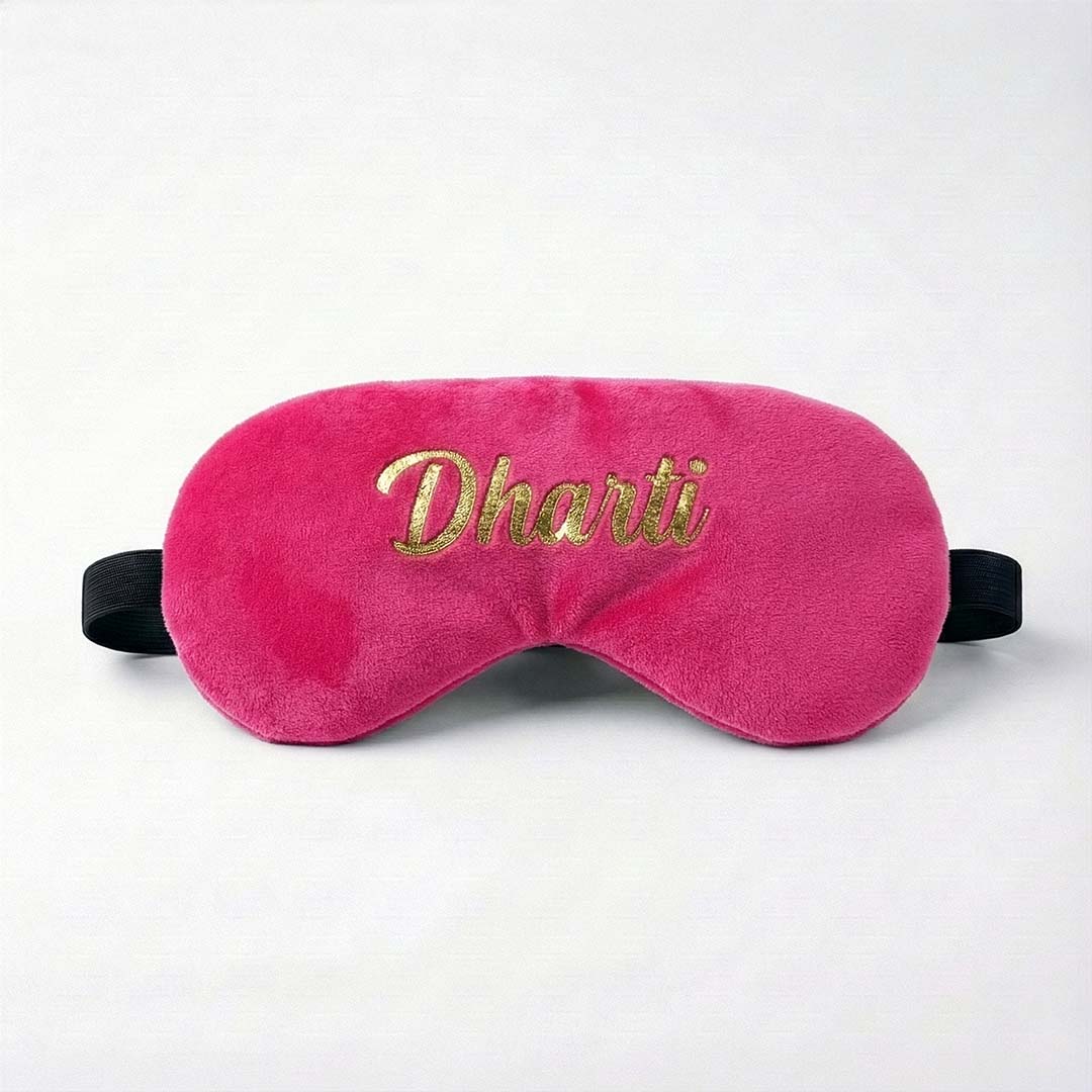 Pink travel sleep mask with &