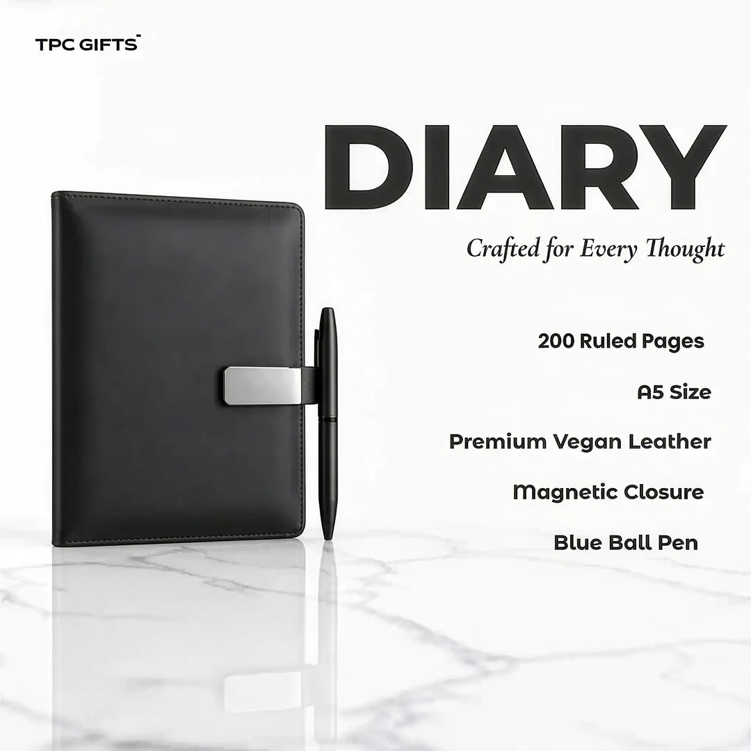 The Black Set – Personalised 3-in-1 Diary, Bottle &amp; Pen Gift Set