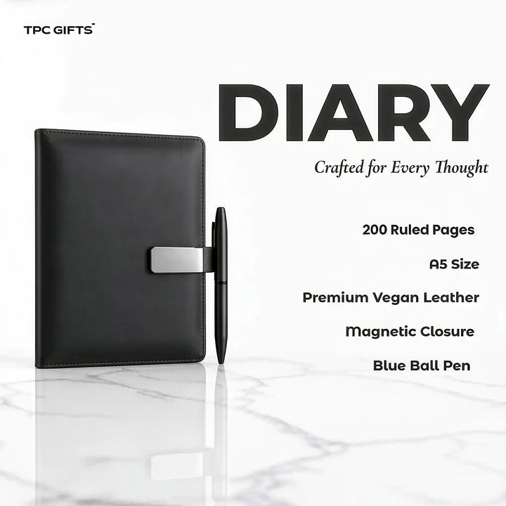 The Black Set – Personalised 3-in-1 Diary, Bottle &amp; Pen Gift Set