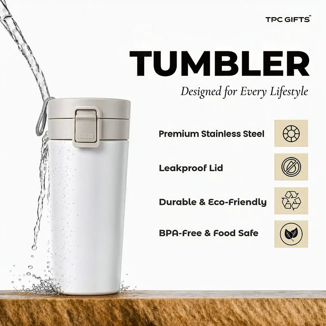 The White Set – Personalised 3-in-1 Diary, Tumbler &amp; Pen Gift Set