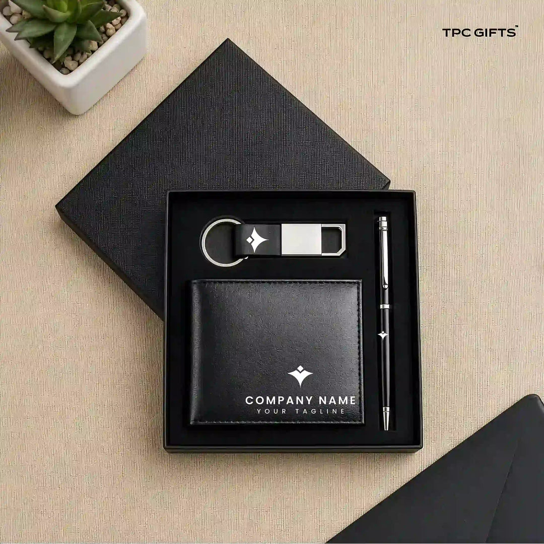 The Gentleman Set – Personalised Wallet, Keychain &amp; Pen Combo for Men