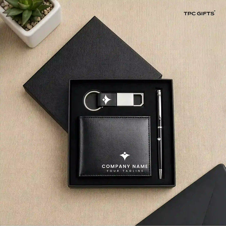 The Gentleman Set – Personalised Wallet, Keychain &amp; Pen Combo for Men