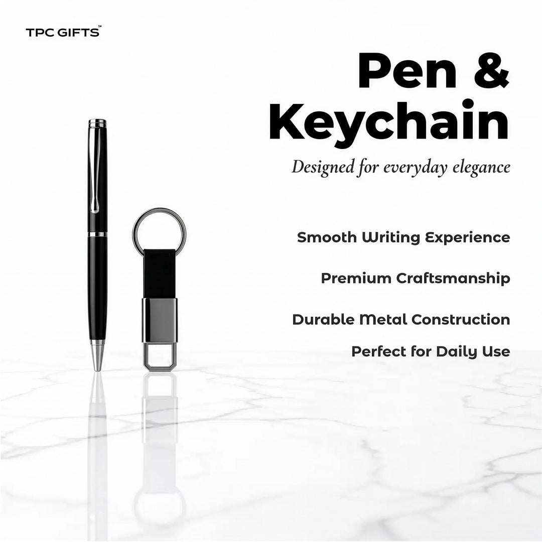 The Everyday Set – Personalised 4-in-1 Gift Set for Him (Engraved Diary, Pen, Card Holder &amp; Keychain)