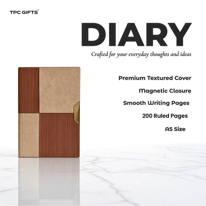 Personalized Dual-Tone Diary &amp; Pen Set - Brown