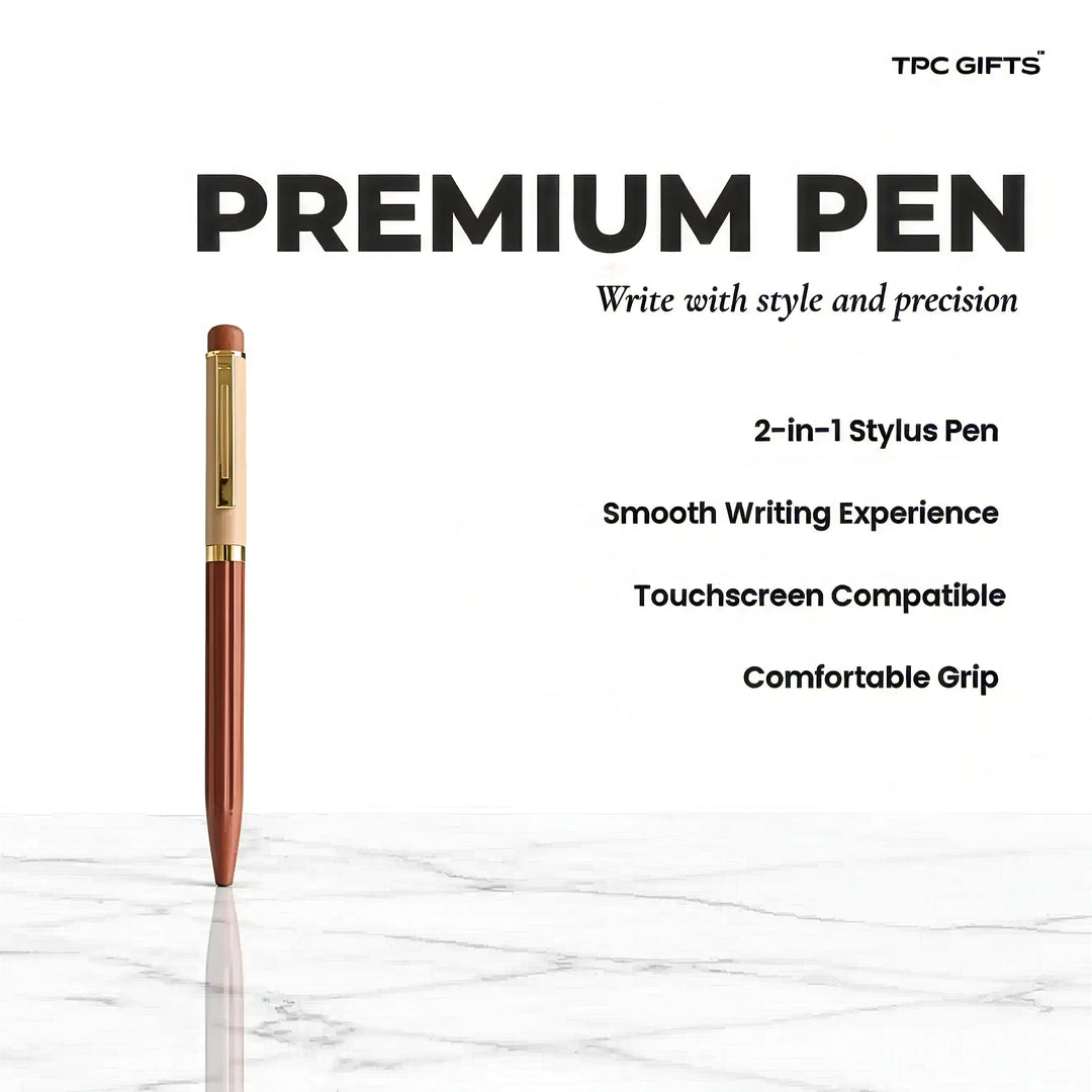 Personalized Dual-Tone Diary &amp; Pen Set - Brown