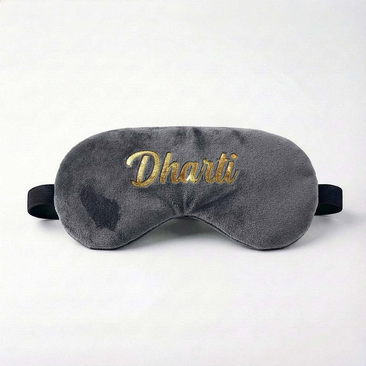 Gray travel sleep mask with &