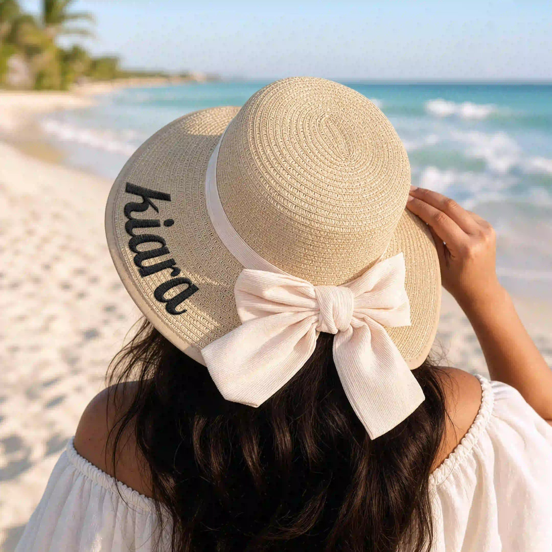 Rivièra — Personalised Wide-Brim Straw Beach Hat