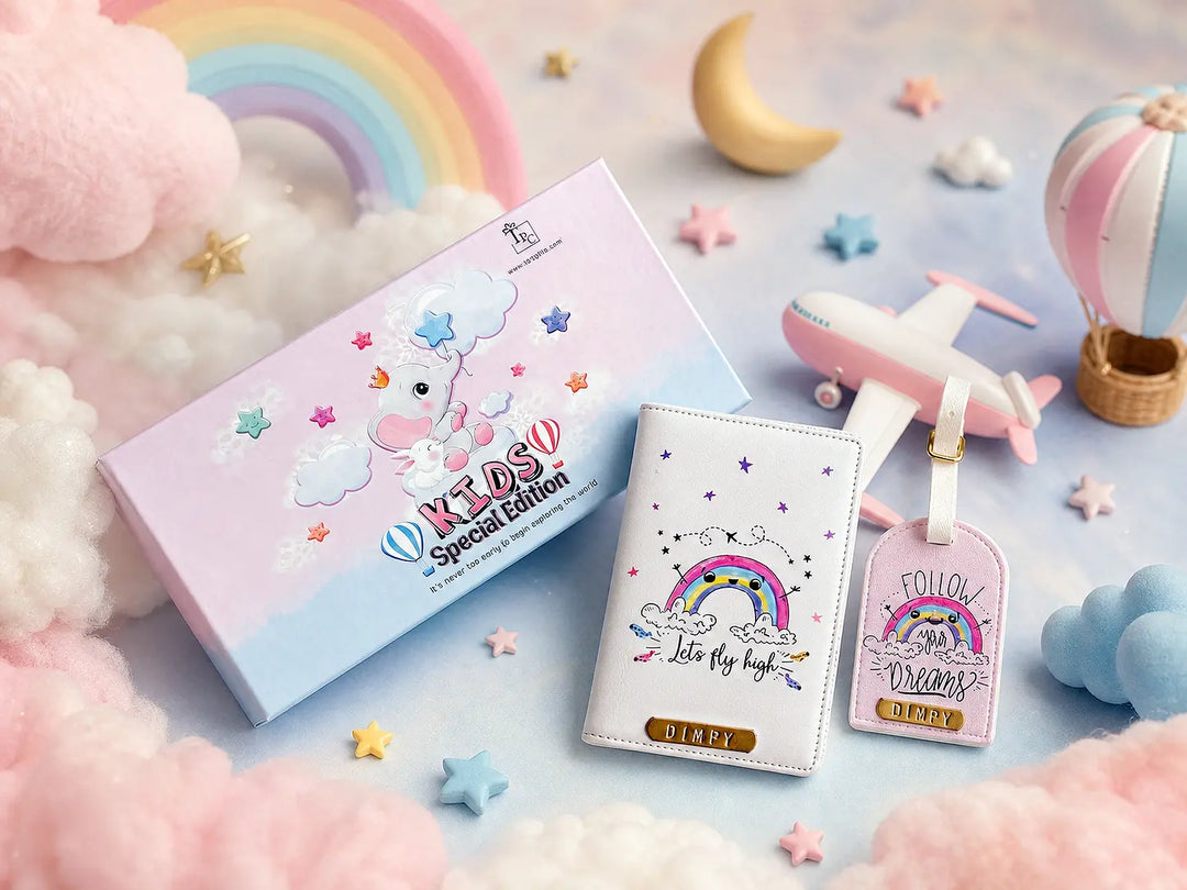 Fly High Passport Cover &amp; Follow Your Dreams Luggage Tag