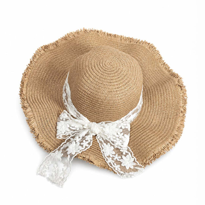 Lacelle — Personalised Lace Bow Straw Beach Hat