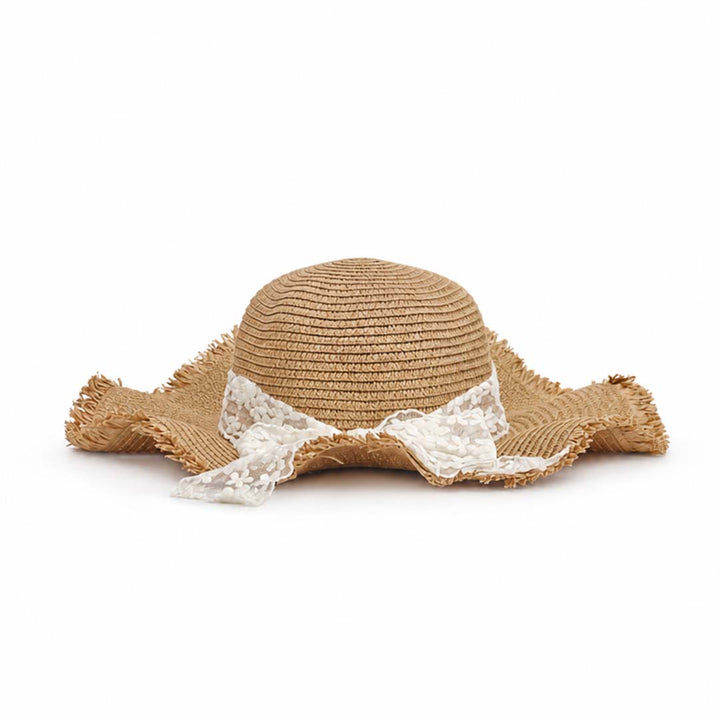 Lacelle — Personalised Lace Bow Straw Beach Hat