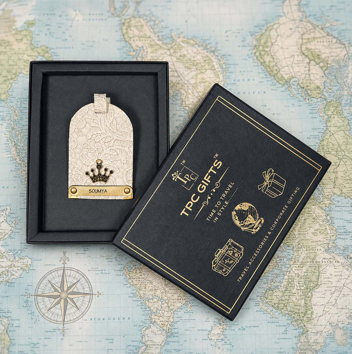 White Glided Grace Luggage Tag