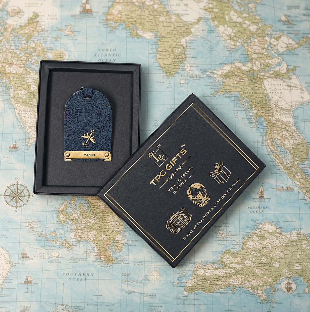 Blue Glided Grace Luggage Tag