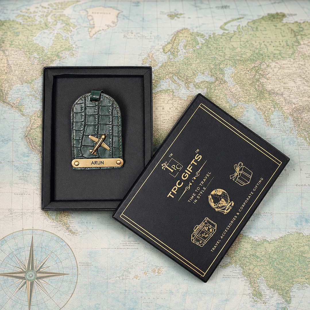 Dark Green Croco Luggage Tag