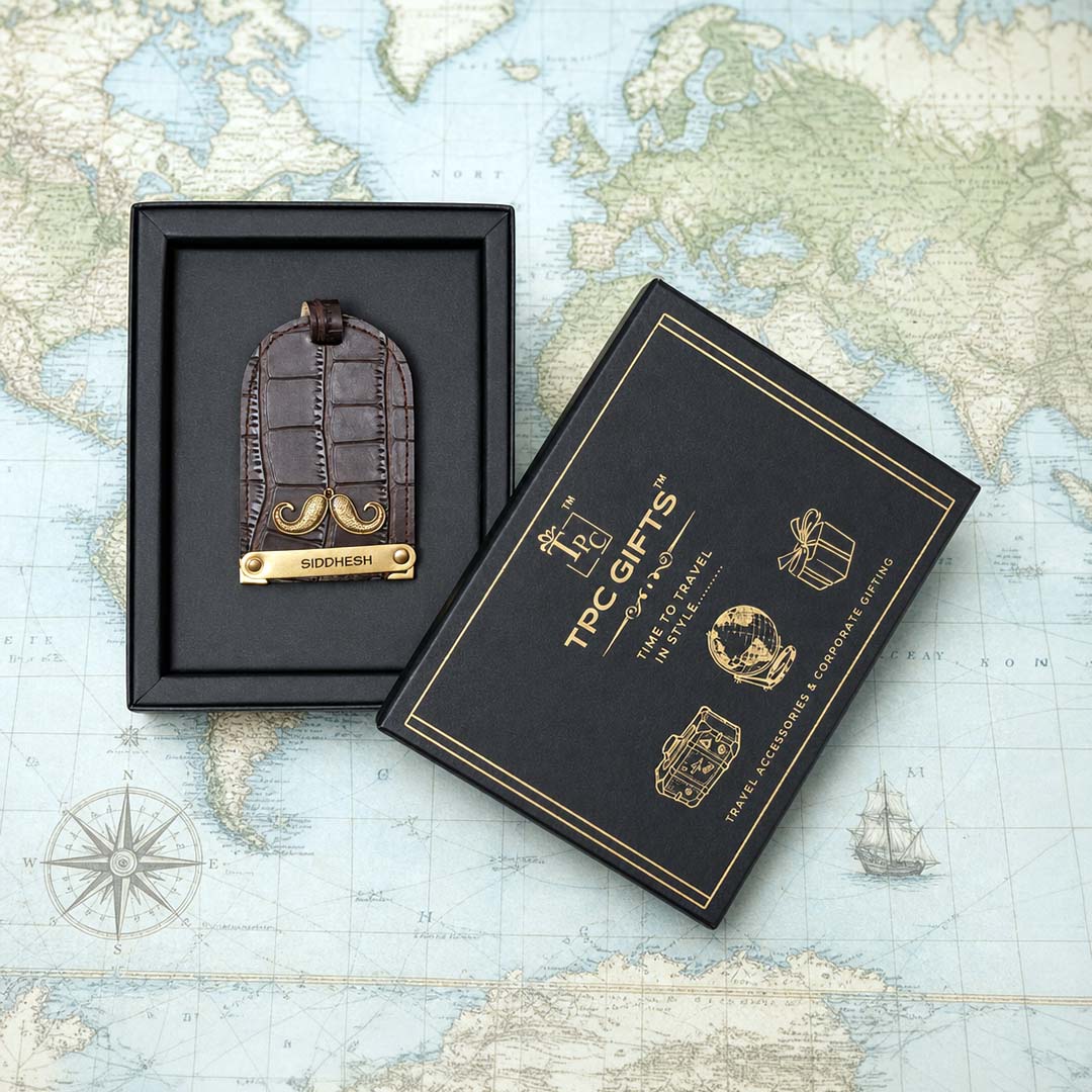 Dark Brown Croco Luggage Tag