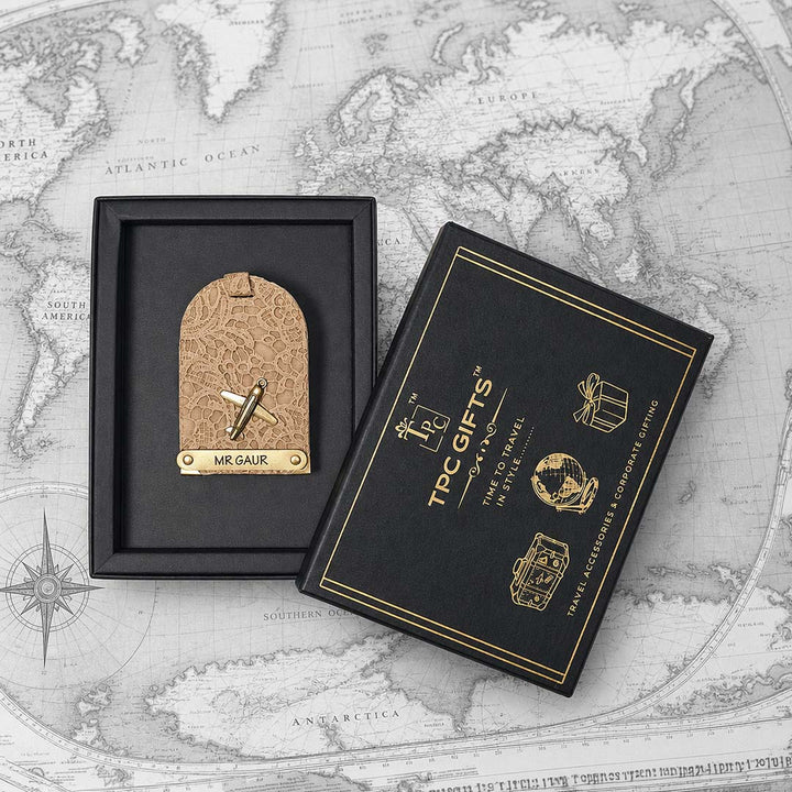 Brown Glided Grace Luggage Tag