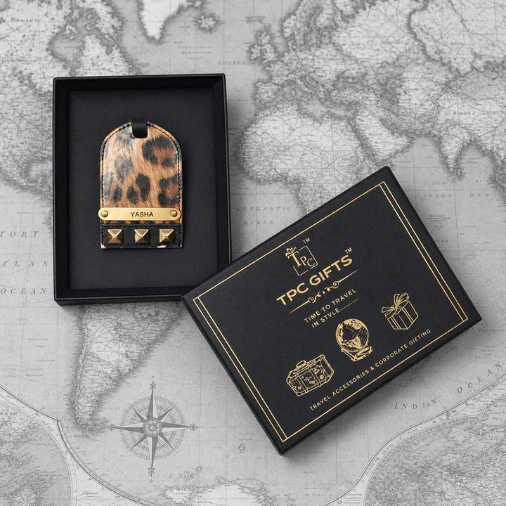 Cheetah Print with Stud work Luggage Tag