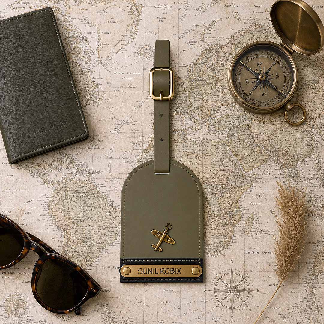 Olive Green Dual Tone Luggage Tag