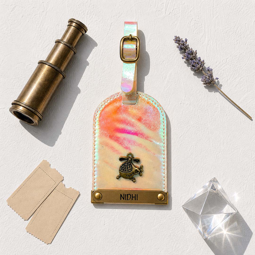 Blush Pink Holographic Luggage Tag