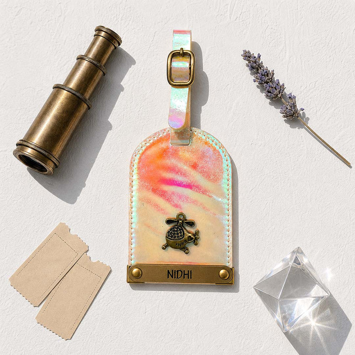 Blush Pink Holographic Luggage Tag