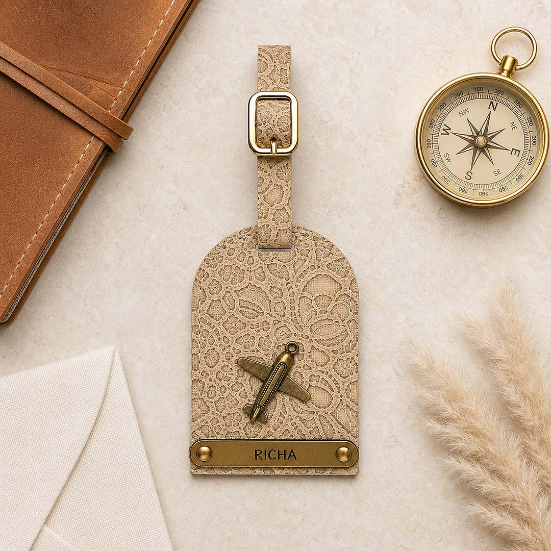 Beige Glided Grace Luggage Tag