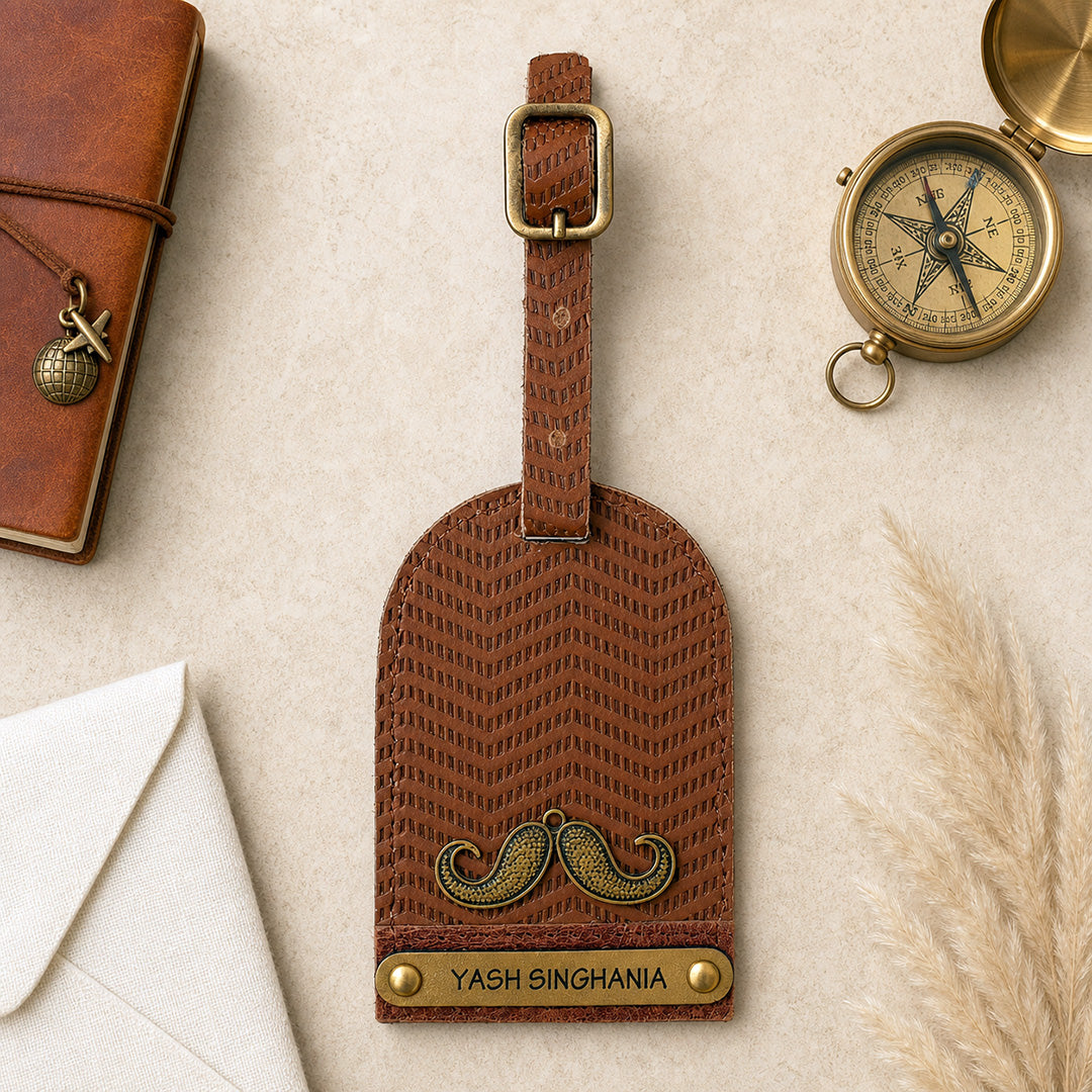 Light Brown Zig Zag Luggage Tag