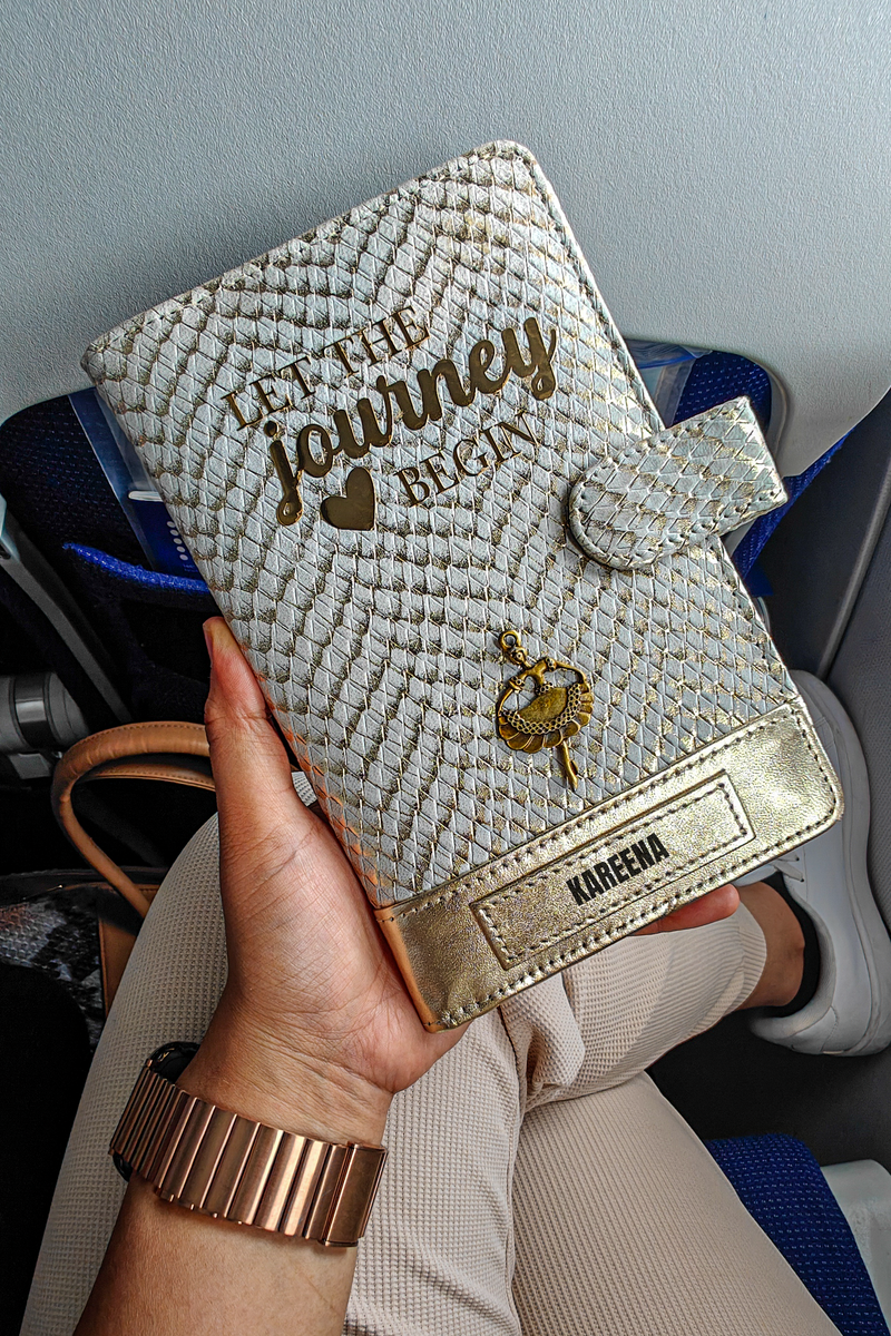 Personalized Travel Wallet - Golden Whisper Explorer (Gold & Ivory)