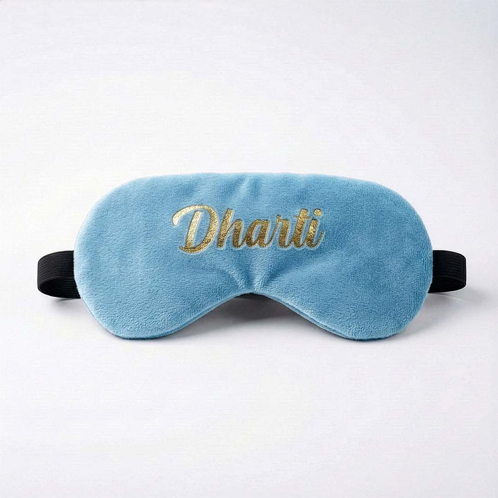 Blue travel sleep mask with &