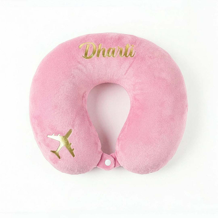 Pink neck pillow with &
