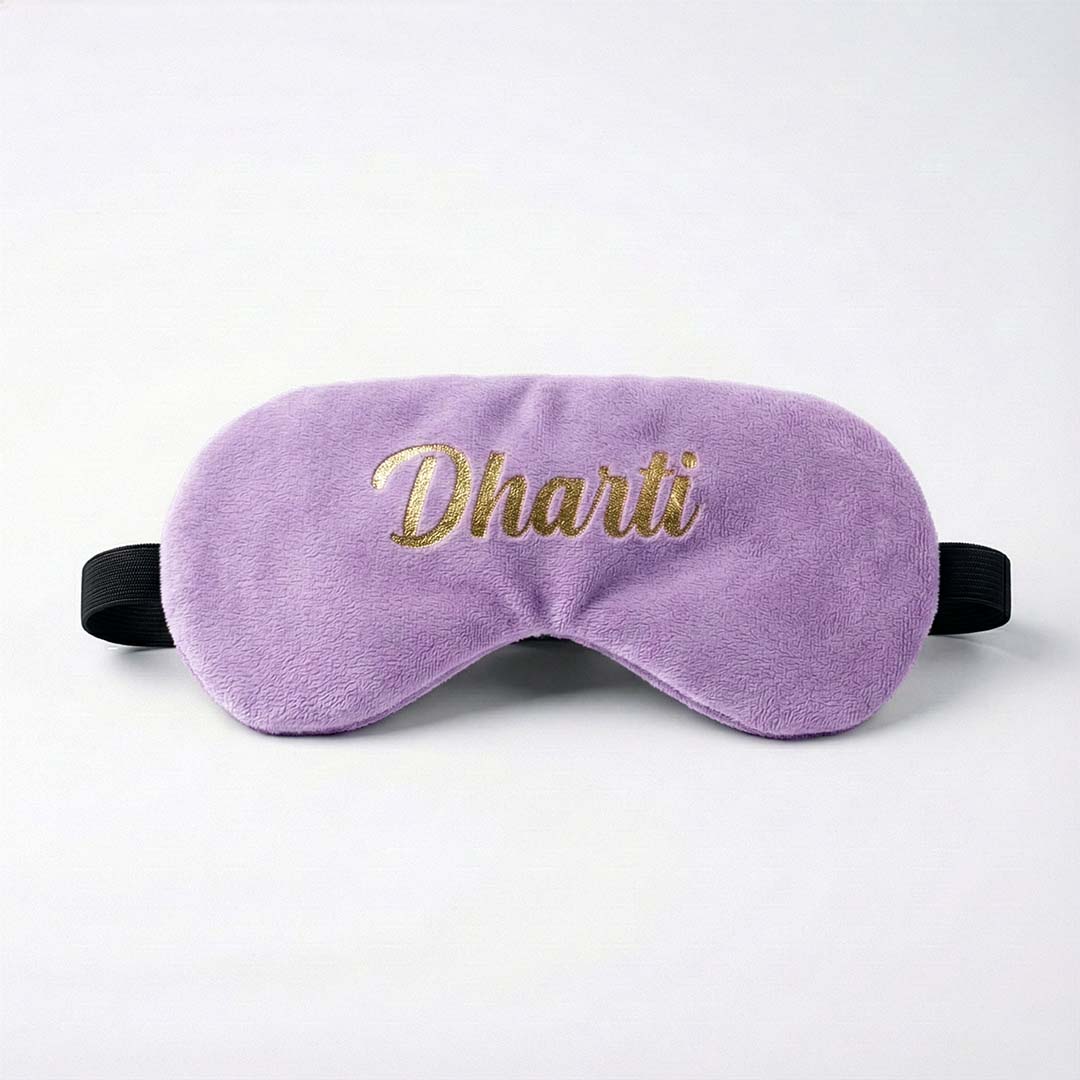 Purple travel sleep mask with &