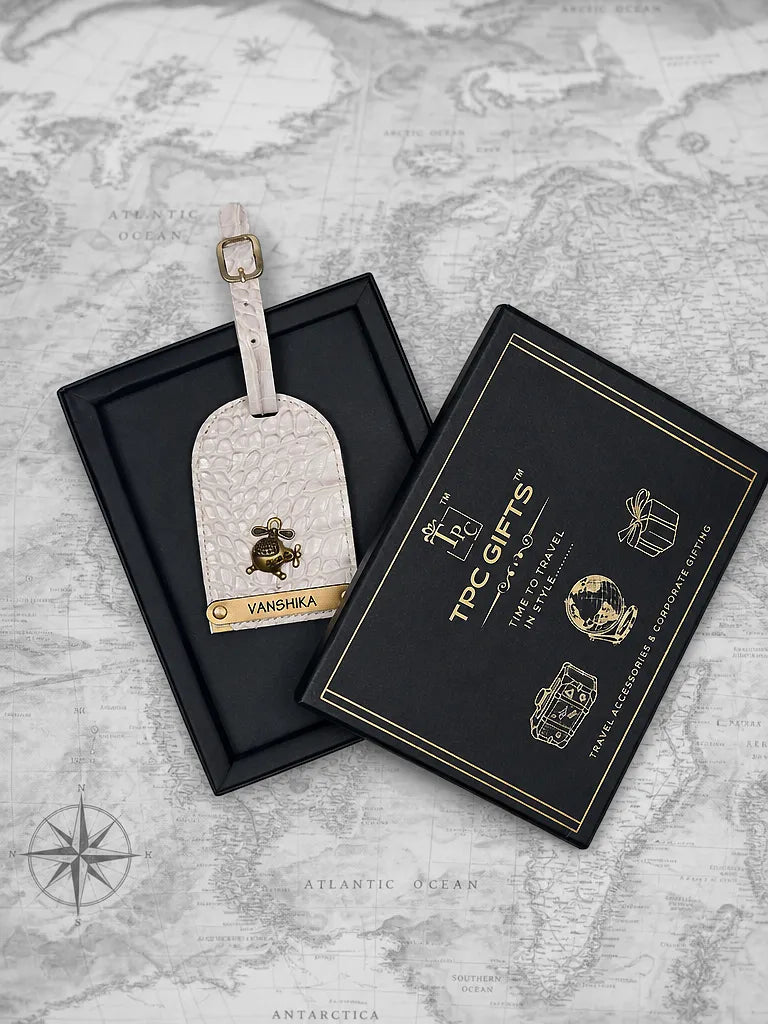 Ivory Croco Luggage Tag