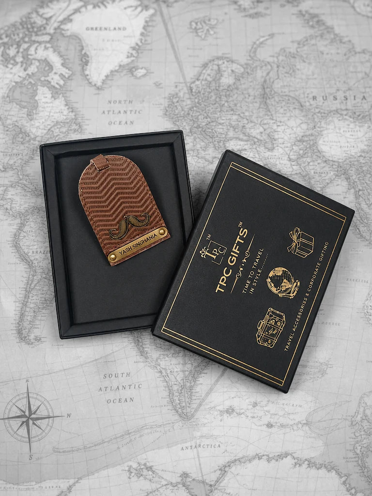 Dark Brown Zig Zag Luggage Tag