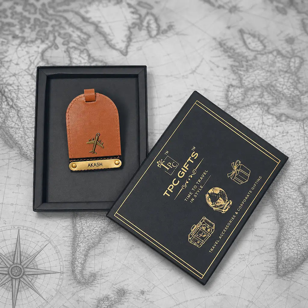 Tan Brown Dual Tone Luggage Tag