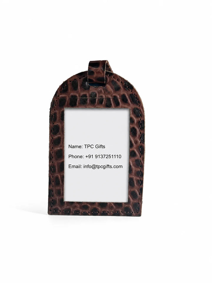 Light and Dark Brown Croco Luggage Tag