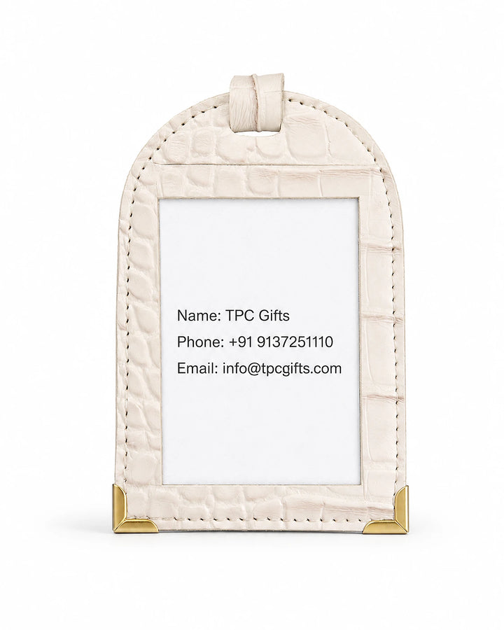 Ivory Croco Luggage Tag